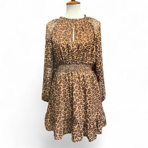 Women's Old Navy Leopard Print Mini Dress M Brown Black